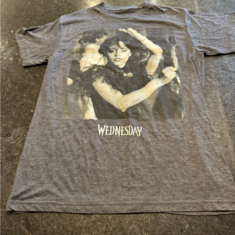 Kids Gray Graphic Tee with Wednesday Design